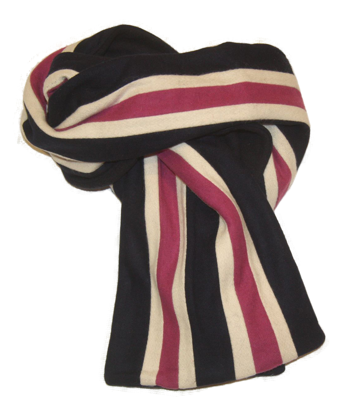 /College University Mod Stripe Wool / Fleece Scarf Navy Blue Pink White